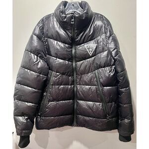 GUESS Mens Midweight‎ Quilted Puffer Jacket Small Black Full Zip